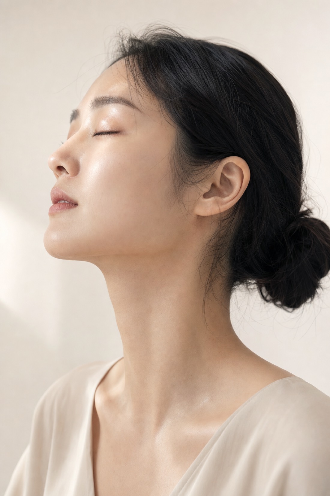 턱선이 드러나는 측면 컷